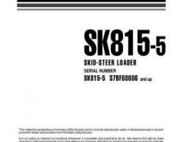 Komatsu Skid Steer Loaders Model Sk815-5 Owner Operator Maintenance Manual - S/N 37BF00006-37BF00875