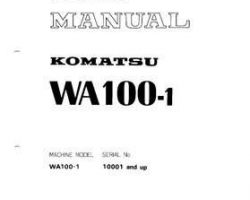 Komatsu Wheel Loaders Model Wa100-1 Shop Service Repair Manual - S/N 10001-UP