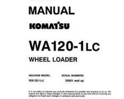 Komatsu Wheel Loaders Model Wa120-1-Lc Shop Service Repair Manual - S/N A20001-UP