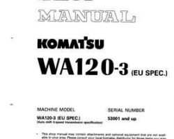 Komatsu Wheel Loaders Model Wa120-3-D Shop Service Repair Manual - S/N 53001-UP