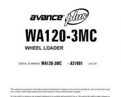 Komatsu Wheel Loaders Model Wa120-3-Mc Owner Operator Maintenance Manual - S/N A31001-UP