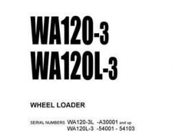 Komatsu Wheel Loaders Model Wa120L-3 Shop Service Repair Manual - S/N 54001-54103