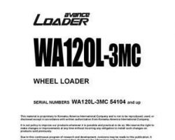 Komatsu Wheel Loaders Model Wa120L-3-Mc Owner Operator Maintenance Manual - S/N 54104-UP