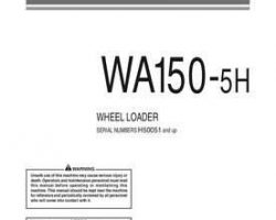 Komatsu Wheel Loaders Model Wa150-5 Owner Operator Maintenance Manual - S/N H50051-UP