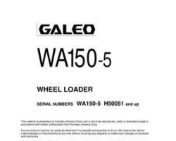 Komatsu Wheel Loaders Model Wa150-5 Shop Service Repair Manual - S/N H50051-UP