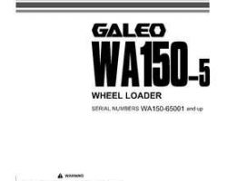 Komatsu Wheel Loaders Model Wa150-5 Cab Owner Operator Maintenance Manual - S/N 65001-73684