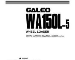 Komatsu Wheel Loaders Model Wa150L-5 Owner Operator Maintenance Manual - S/N 65001-UP