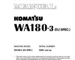 Komatsu Wheel Loaders Model Wa180-3 Shop Service Repair Manual - S/N 53001-UP