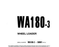 Komatsu Wheel Loaders Model Wa180-3-A Shop Service Repair Manual - S/N 53001-UP