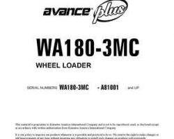 Komatsu Wheel Loaders Model Wa180-3-Mc Shop Service Repair Manual - S/N A81001-UP
