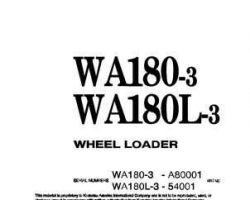 Komatsu Wheel Loaders Model Wa180L-3 Owner Operator Maintenance Manual - S/N 54001-UP