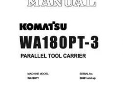 Komatsu Wheel Loaders Model Wa180Pt-3 Shop Service Repair Manual - S/N 10001-UP