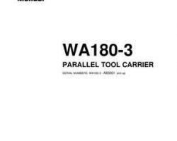 Komatsu Wheel Loaders Model Wa180Pt-3-L Owner Operator Maintenance Manual - S/N A85001-UP