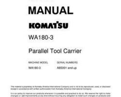 Komatsu Wheel Loaders Model Wa180Pt-3-L Shop Service Repair Manual - S/N A85001-UP