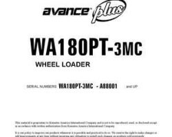 Komatsu Wheel Loaders Model Wa180Pt-3-Mc Shop Service Repair Manual - S/N A88001-UP