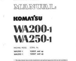 Komatsu Wheel Loaders Model Wa200-1 Shop Service Repair Manual - S/N 10001-UP