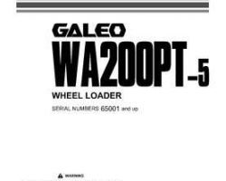 Komatsu Wheel Loaders Model Wa200Pt-5 Owner Operator Maintenance Manual - S/N 65001-65628