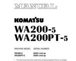 Komatsu Wheel Loaders Model Wa200Pt-5 Shop Service Repair Manual - S/N 65001-UP