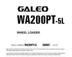 Komatsu Wheel Loaders Model Wa200Pt-5-L Owner Operator Maintenance Manual - S/N A89001-UP