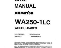 Komatsu Wheel Loaders Model Wa250-1-Lc Shop Service Repair Manual - S/N A65001-UP