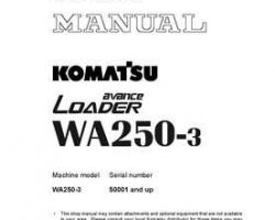 Komatsu Wheel Loaders Model Wa250-3 Shop Service Repair Manual - S/N 50001-UP
