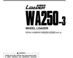 Komatsu Wheel Loaders Model Wa250-3 Owner Operator Maintenance Manual - S/N 53305-UP