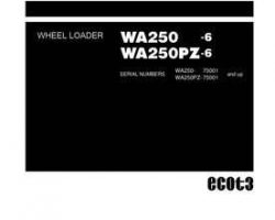 Komatsu Wheel Loaders Model Wa250-6 Shop Service Repair Manual - S/N 75001-UP