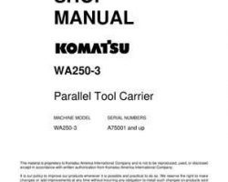 Komatsu Wheel Loaders Model Wa250Pt-3 Shop Service Repair Manual - S/N A75001-UP