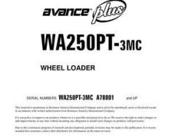 Komatsu Wheel Loaders Model Wa250Pt-3-Mc Owner Operator Maintenance Manual - S/N A78001-UP