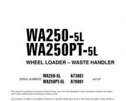 Komatsu Wheel Loaders Model Wa250Pt-5-L Shop Service Repair Manual - S/N A79001-UP