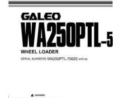 Komatsu Wheel Loaders Model Wa250Ptl-5 Owner Operator Maintenance Manual - S/N 70025-UP