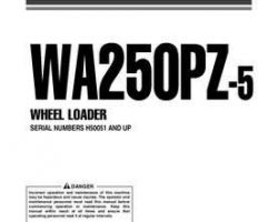 Komatsu Wheel Loaders Model Wa250Pz-5 Owner Operator Maintenance Manual - S/N H50051-UP