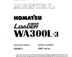 Komatsu Wheel Loaders Model Wa300L-3 Shop Service Repair Manual - S/N 53001-UP