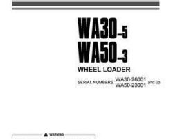 Komatsu Wheel Loaders Model Wa30-5 Owner Operator Maintenance Manual - S/N 26001-UP