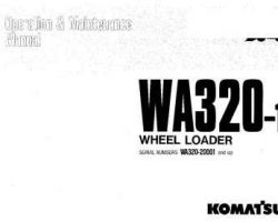Komatsu Wheel Loaders Model Wa320-1 Owner Operator Maintenance Manual - S/N 20001-UP