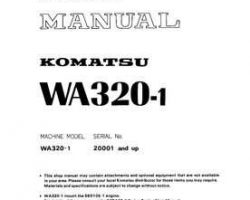 Komatsu Wheel Loaders Model Wa320-1 Shop Service Repair Manual - S/N 20001-UP