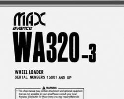 Komatsu Wheel Loaders Model Wa320-3 Shop Service Repair Manual - S/N 15001-UP