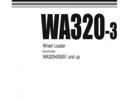 Komatsu Wheel Loaders Model Wa320-3 Shop Service Repair Manual - S/N WA320H20051-UP
