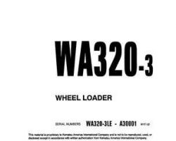 Komatsu Wheel Loaders Model Wa320-3-L Shop Service Repair Manual - S/N A30001-UP
