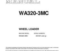 Komatsu Wheel Loaders Model Wa320-3-Mc Shop Service Repair Manual - S/N A31001-UP