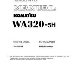 Komatsu Wheel Loaders Model Wa320-5-H Shop Service Repair Manual - S/N H50051-UP
