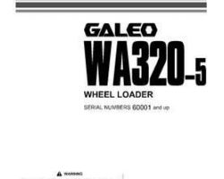 Komatsu Wheel Loaders Model Wa320-5 Owner Operator Maintenance Manual - S/N 60001-60675
