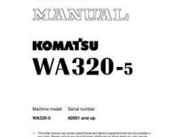 Komatsu Wheel Loaders Model Wa320-5 Shop Service Repair Manual - S/N 60001-UP