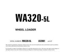 Komatsu Wheel Loaders Model Wa320-5-L Owner Operator Maintenance Manual - S/N A32001-UP