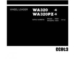 Komatsu Wheel Loaders Model Wa320Pz-6 Shop Service Repair Manual - S/N 70001-UP