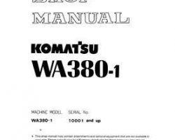 Komatsu Wheel Loaders Model Wa380-1 Shop Service Repair Manual - S/N 10001-UP