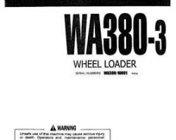 Komatsu Wheel Loaders Model Wa380-3 Shop Service Repair Manual - S/N 10001-UP