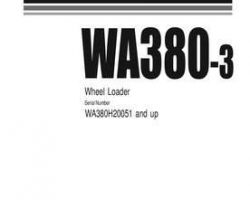 Komatsu Wheel Loaders Model Wa380-3 Shop Service Repair Manual - S/N WA380H20051-UP