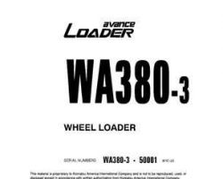 Komatsu Wheel Loaders Model Wa380-3 Shop Service Repair Manual - S/N 50001-UP