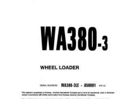 Komatsu Wheel Loaders Model Wa380-3-L Owner Operator Maintenance Manual - S/N A50001-UP